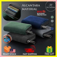 TC BW-030 Alcantara Material Zipper Card Holder Small Wallet Case Bag | RFID Protected