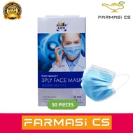 KBM High Quality 3 Ply Face Mask ( Blue ) 50 pieces ( 1 box ) [ 3ply / 3 layer / Disposable / Topeng muka / Non woven ]