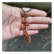 Kalung Pria Wanita Liontin Kujang Kepala Harimau Kayu Kaboa Sancang