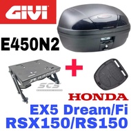Combo Set Monorack Rapido ABS BOX GIVI E450N2 HONDA EX5 DREAM FI RS150 RSX150 GIVI E450N2 SPECIAL ED