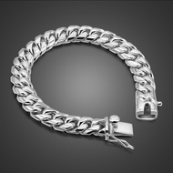 Classic Italy Men's Bracelets 100% 925 Sterling Silver Handmade Curb Cuban Link Chain Bangle 10 MM 7-10 in Man Jewelry Gift