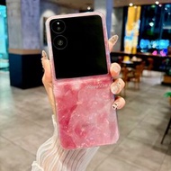 內地直送 - 简约高级感贝壳纹晕染补妆镜适用折叠屏mixflip手机壳荣耀magicvflip全包pocket2女新款oppon3flip三星FOLD6-树莓粉 小米MIX Flip