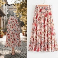 Lovito Women's Boho Floral Pleated Skirt L133ED547