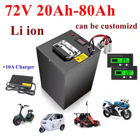 72V Lithium-Ion Battery with BMS 20AH-80AH for Motorcycle Electric Car Pedal Energy Golf Cart High C