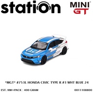 HONDA MINI GT 753L CIVIC TYPE R 3 WHITE BLUE 24HONDA - DIECAST