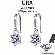 【 GRA Certificate Attached 】 1ct moissanite earrings, s925 sterling silver plated platinum fashionab