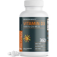 Brownson Vitamin D3,1000 International Unit (25 Micrograms), Low Dose Vitamin D, 360 Tablets, 6B11.