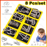 Metal Wire Puzzle 8pcs Set  Brain Teaser IQ Test Disentanglemen Iron Link Unlock Interlock Game Chin