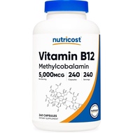 Nutricost Vitamin B12 (Methylcobalamin) 5000mcg, 240 Capsules - Vegetarian Caps,, Gluten Free B12 Su