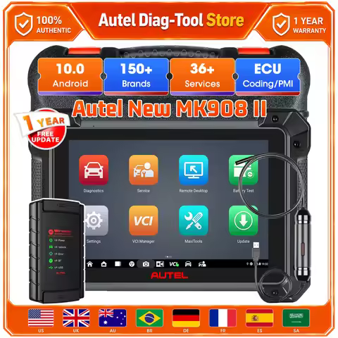 Autel MaxiCOM MK908 II With/MV108S Automotive Diagnostic Tools ECU Coding Bi-directional Control 36+