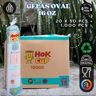 1 BOX (1 CARTON) Hok Cup Oval Plastic Cups 12oz, 14oz, 16oz, 18oz, 22oz Contains 20 Thick Slops Disp