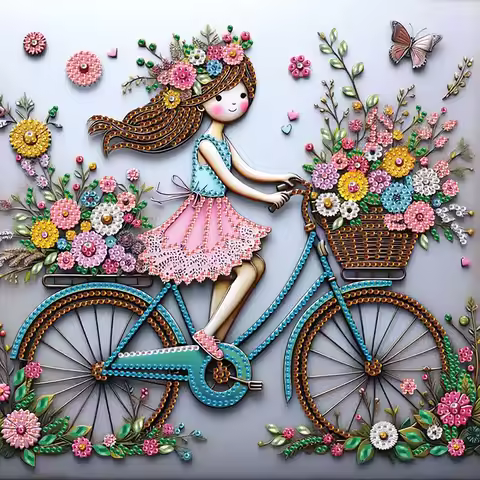 Ride a bike Shape Diamond Art Painting Kit for Adult Beginner,Crystal Diamond Dot Kit for Home Wall 