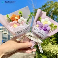DIGIFOUNDER Mini Yarn Flower Bouquet Handmade Knitted Never Wilt Artificial Flowers for Home Desk De