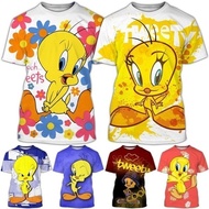 2024 Summer New Tweety Bird 3d Printing T-shirt Men's Ladies Cartoon T-shirt Casual  Cute Short Slee