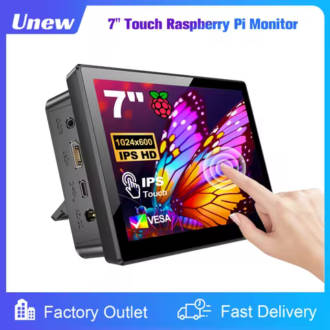 7 inch Touchscreen Raspberry Pi Monitor 1024x600 60Hz 16:9 Display HDMI Type-C Support Pi 5 4 3