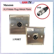 Maxcon Single XLR Canon Male Plug 3" x 3" 1Way Metal Wall Face Plate Audio Microphone Socket GANTV