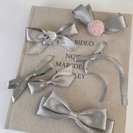 Silver Rose Bow hair clip in all styles with Bow ties from Basic to luxurious, sizes from 9cm to 15c