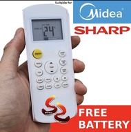 SHARP aircond remote control aircon air conditioner spare part FREE BATTERY