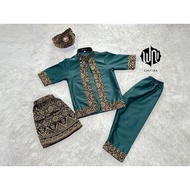 BAJU LAYANG SILAT KANAK-KANAK COTTON SONGKET (EMERALD GOLD)