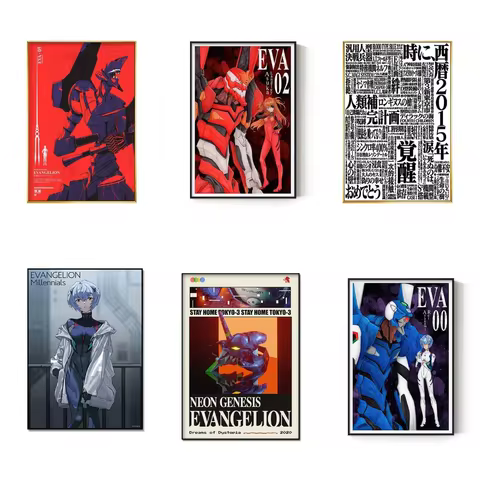 Neon Century Evangelion Final Animation Poster EVA Asuka Ayari 2D Frameless Canvas Painting Bedroom 