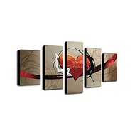 SG 5Pcs Hand-painted Oil Painting Set Modern Heart Abstract Picture Decorative Art for Home Living R