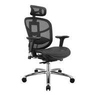 Mesh Office Chair with Ergonomic Design &amp; Aluminium Leg - Black