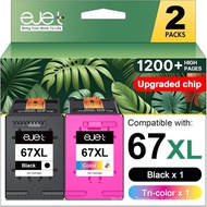 67XL Ink Cartridges Black/Color Combo Pack Compatible for HP Ink 67 67XL Works with HP Deskjet 2700 