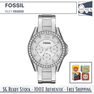 (SG LOCAL) Fossil ES3202 Riley Multifunction Crystal Stainless Steel Women Watch