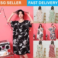 【SG Seller】🔥Plus Size Women Summer Floral Nightgown Soft & Loose Sleepwear Loungewear pajamas