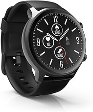 Hama Men's Smart Watch Fit Watch 6910 (GPS Sports Watch Waterproof IP68 Touch Screen 1.28 Inch Fitness Watch, 14 Sports, Multifunctional Watch Compatible with Google Fit Apple Health Strava) Black