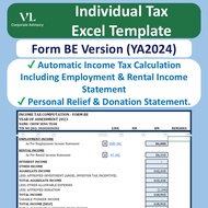 VL Tax Computation Excel Template Form BE Auto Calculate 2023/2024/2025 Employment Income Tax LHDN B
