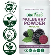 Biofinest Mulberry Juice Powder - 100% Pure Freeze-Dried Antioxidants Vitamins Superfood - Pure Organic No Sugar Kosher Vegan Raw Non-GMO - Boost Digestion Weight Loss - For Smoothie Beverage Blend (114g)