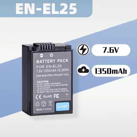 7.6V 1350mAh EN-EL25 / ENEL25 / ENEL25B Rechargeable Li-ion Battery for Nikon Z50, Z30 and ZFC Mirro