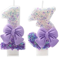 Purple Bow 13 Birthday Candles,13 Wishes Candles,13 Candle for 13th Birthday Cake Decorations,Number
