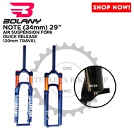 MOUNTAIN BIKE BOLANY NOTE AIR FORK 120MM 34MM STANCHION 27.5 29ER NON TAPERED