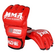 A/🏅Enzhe Genuine Boxing Glove Adult Half Finger Punching Bag Sandbag Boxing Gloves Men and Women Sanda Free FightMMAProf