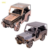 KING Wrought Iron Electroplating Jeepney Mini Vintage Metal Car Model Home Office Desktop Decoration Ornaments Children Toy Kids Birthday Gift