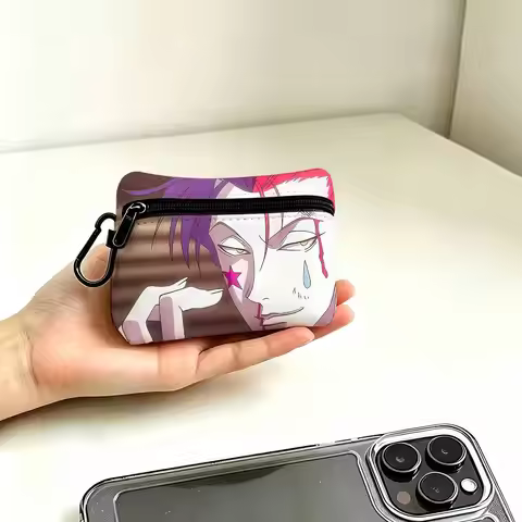 1pc Hisoka Morow Hunter X Hunter Coin Purse With Carabiner Hook Portable Key Card Wallet Small Zippe