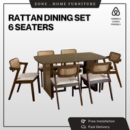 ⭐ FREE INSTALLATION ⭐ ZONE Rattan Dining Set | Set Meja Makan Rotan | Dining Room 1+4/1+6 SET | 156-