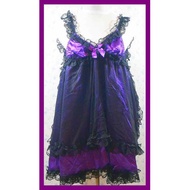 Sexy Ribbon Satin & Frontal Lace Babydoll With + G-String