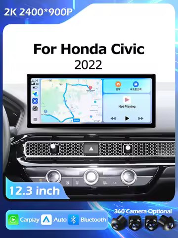 Auto Carplay Android OS 12.3 inch For Honda Civic 2022 Car Radio Multimedia Video Player Navigation 