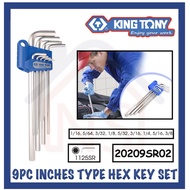 KING TONY 20209SR02 9pc Inches Long Type Hex Key Set/ Imperial Allen Key (1/16" - 3/8")