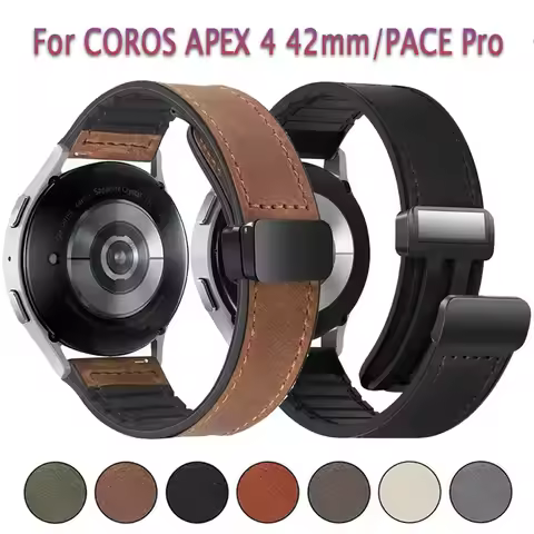 Leather+Silicone Strap For COROS APEX 4 42mm PACE Pro/3 CMF Watch 3-2 Pro Magnetic Bracelet Suunto V
