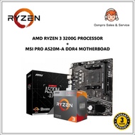 AMD RYZEN 3 3200G AM4 PROCESSOR + MSI PRO A520M-A DDR4 MOTHERBOARD
