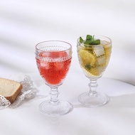 Nordic Embossed Sunflower Goblet Foaming Champagne Red Wine Glass Cold Drink Milkshake Juice Coffee Glass Glass Cup
