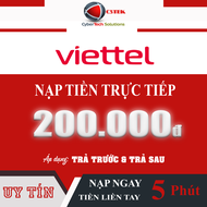 [C3TEK] Nạp tiền VIETTEL 200K (Nạp Thẻ Trực Tiếp vào thuê bao - Không cần OTP) - Áp dụng cho cả trả 