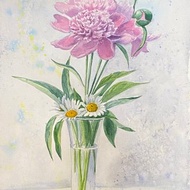 牡丹雛菊原創水彩 40 x 30 厘米