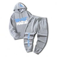 2pcs Men's Casual Letter Print Hoodie Sweatshirt & Sweatpants Set, Autumn, Men 2 Piece Set, Men Swea