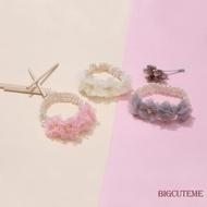 []-Infants Baby Girl Baptism Headbands Elastic Lace Chiffon Flower Headwear Hair Accessories