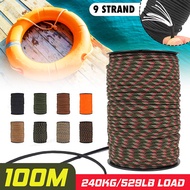 Dây Dù Paracord 100M 550 Dây Dù 9 Sợi Dụng Cụ Cắm Trại Hoặc Leo Núi Ngoài Trời